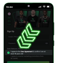 Accept terms, conditions, and age verification on BC Game Android app