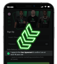 Accept terms, conditions, and age verification on BC Game ios