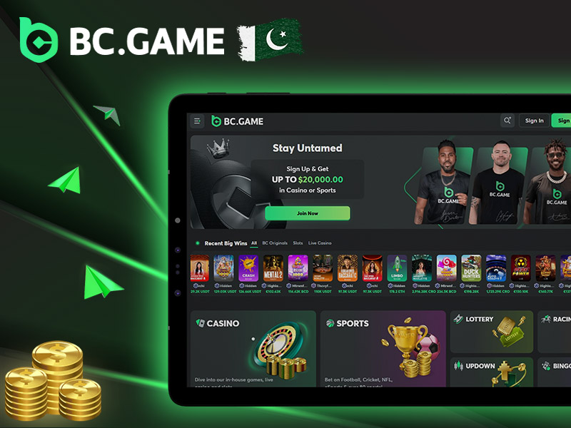 Screenshots of BC Game app interface.