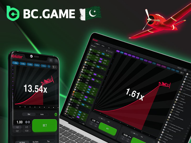 Screenshots showing game principles and mechanics of BC Game Aviator
