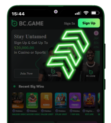Sign Up button in BC Game Android app.