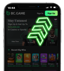 Sign Up button in BC Game iOS app