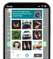 Solve captcha to proceed in BC Game iOS app.