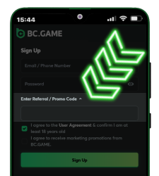 Enter promo code in BC Game app on Android