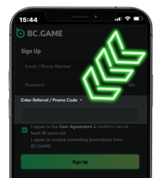 Enter promo code in BC Game app on Ios