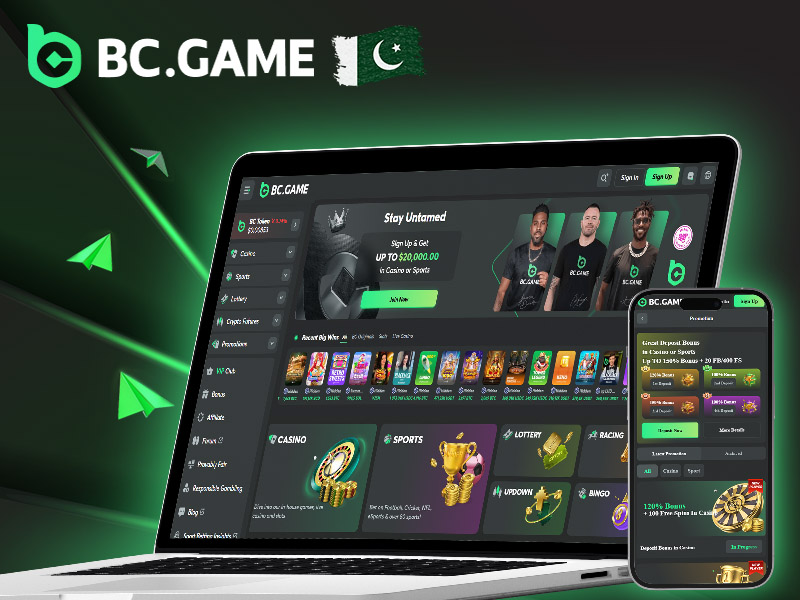 Screenshot of BC Game homepage and promotions section.