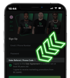 Referral code field highlighted on iOS app.
