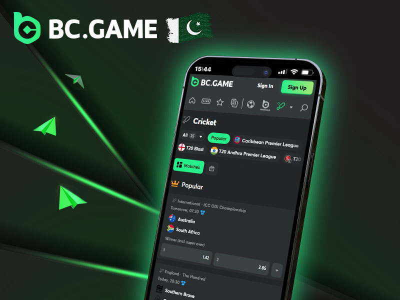 Screenshot of mobile cricket betting on BC Game