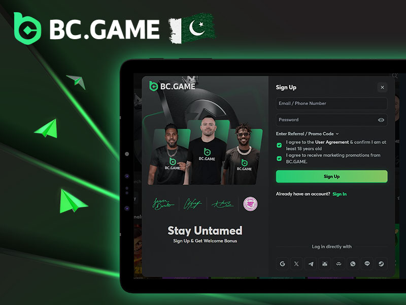 BC Game sign up page
