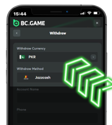 Select withdrawal method on BC Game