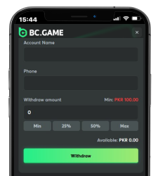 Enter withdrawal details on BC Game