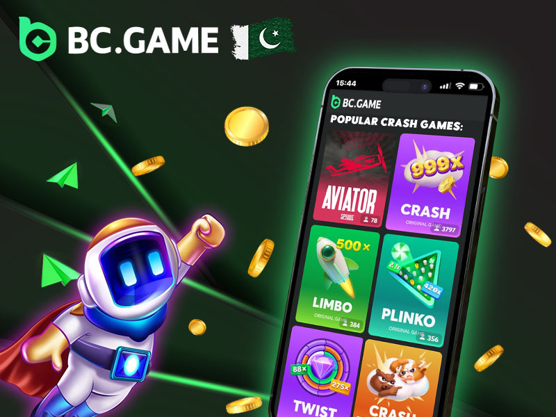 BC Game crash games including Aviator, Crash, Limbo, Twist, Plinko, and Trenball Crash
